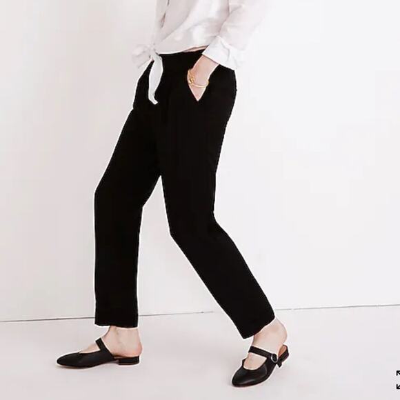 Madewell Cuffed Trucked Trousers Elastic Waistband Women’s size L Black - Picture 10 of 10